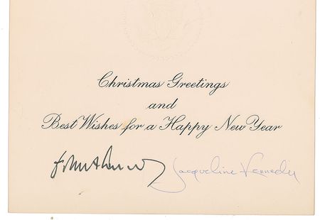 Lot #121 Jacqueline Kennedy Signed Christmas Card Christmas Card - Image 1