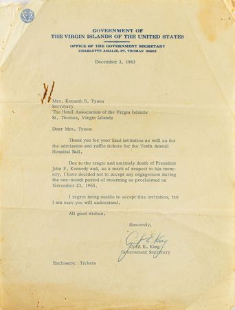 Lot #251  Kennedy Assassination: Cyril E. King - Image 1