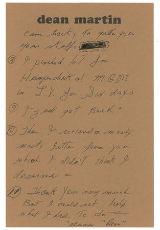 Lot #1026 Dean Martin: Replying to 