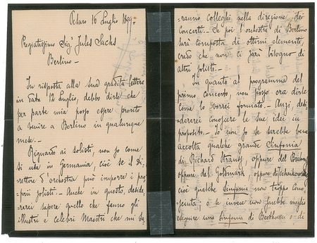 Lot #902 Pietro Mascagni: Mascagni ponders a Berlin concert program: 