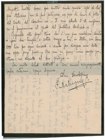Lot #902 Pietro Mascagni: Mascagni ponders a Berlin concert program: 