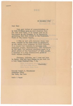 Lot #57 Dwight D. Eisenhower Typed Letter Signed - Image 2