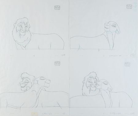 Lot #725 Kiara and Kovu hand-painted presentation cels and matching drawings from The Lion King II: Simba's Pride Hand-Painted Presentation Cels and Matching Drawings - Image 2