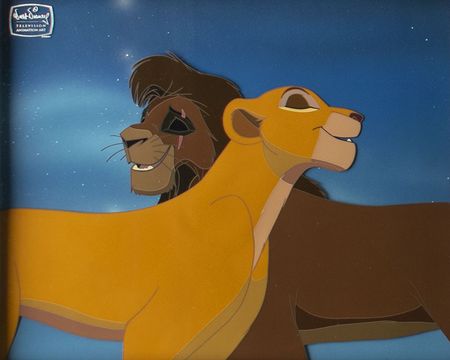 Lot #725 Kiara and Kovu hand-painted presentation cels and matching drawings from The Lion King II: Simba's Pride Hand-Painted Presentation Cels and Matching Drawings - Image 3
