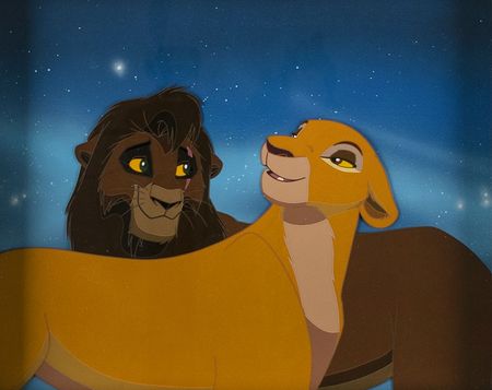 Lot #725 Kiara and Kovu hand-painted presentation cels and matching drawings from The Lion King II: Simba's Pride Hand-Painted Presentation Cels and Matching Drawings - Image 4