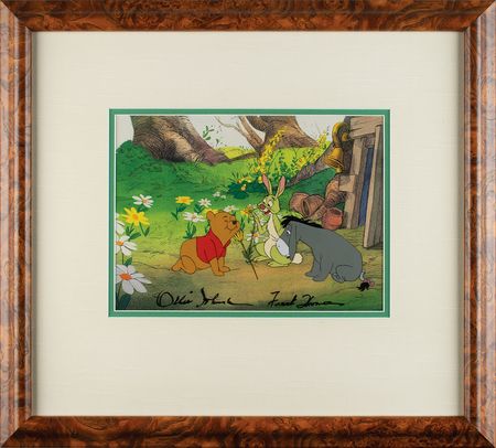 Lot #683 Winnie the Pooh, Rabbit, and Eeyore production cel and matching drawings signed by Frank Thomas and Ollie Johnston Production Cel - Image 2