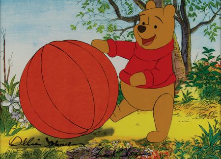 Lot #684 Winnie the Pooh production cel and matching drawing signed by Frank Thomas and Ollie Johnston Production Cel - Image 1