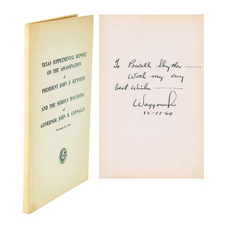Lot #120 Texas Supplemental Report on the Assassination of John F. Kennedy Signed by Waggoner Carr Book - Image 1