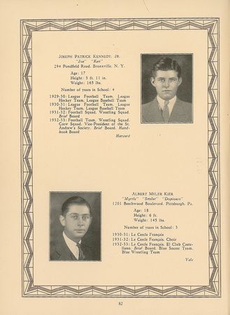 Lot #91 John F. Kennedy and Joe Kennedy, Jr. 1933 Choate School Yearbook Yearbook - Image 1