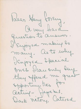 Lot #988 Bette Davis: Davis names her favorite roles: 