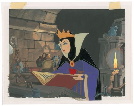 Lot #475 The Evil Queen production cel and custom background from Snow White and the Seven Dwarfs Production Cel and Custom Background - Image 1