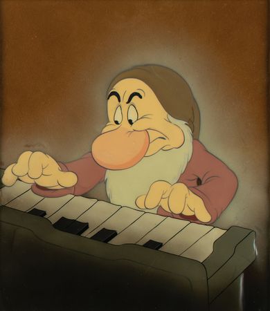 Lot #487 Grumpy production cel from Snow White and the Seven Dwarfs Production Cel - Image 1