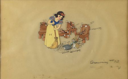Lot #494 Snow White and forest animals production cel from Snow White and the Seven Dwarfs Production Cel - Image 2