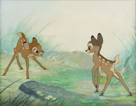 Lot #526 Walt Disney signed production cel and production background of Bambi and Faline from Bambi Production Cel and Production Background - Image 3