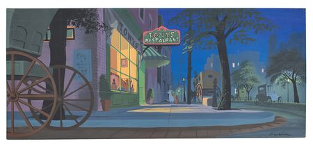 Lot #546 Eyvind Earle concept storyboard painting