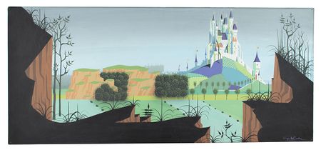Lot #556 Eyvind Earle concept storyboard painting