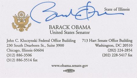 Lot #144. Barack Obama Business Card