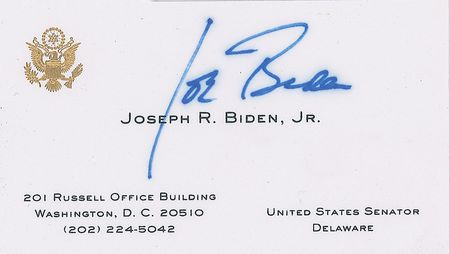 Lot #223. Joe Biden Business Card