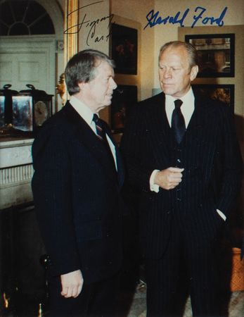 Lot #45 Jimmy Carter and Gerald Ford Signed Photograph - Image 1