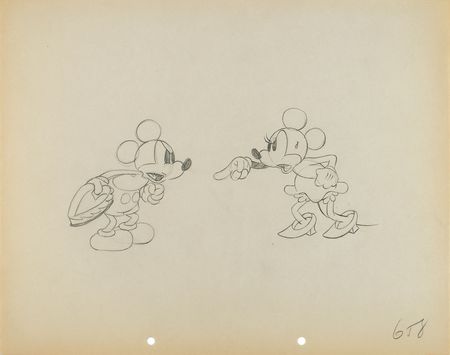 Lot #613 Mickey and Minnie Mouse production drawing from Puppy Love Production Drawing - Image 1