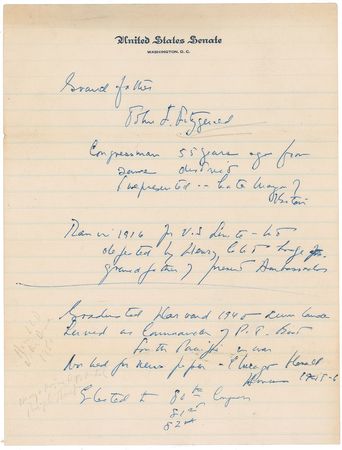 Lot #19 John F. Kennedy Handwritten Genealogy