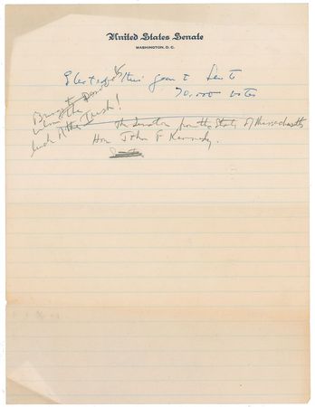 Lot #19 John F. Kennedy Handwritten Genealogy Notes: Handwritten notes from Senator Kennedy?