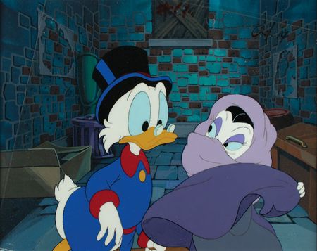 Lot #675 Uncle Scrooge and Magica De Spell production cel and drawings from DuckTales Production Cel and Drawings - Image 1