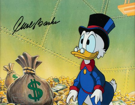 Lot #678 Uncle Scrooge production cel from DuckTales signed by Carl Barks Production Cel - Image 1