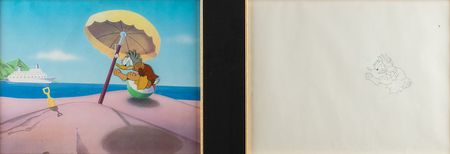 Lot #667 Donald Duck production cel and drawing from a Disney short Production Cel and Drawing - Image 2
