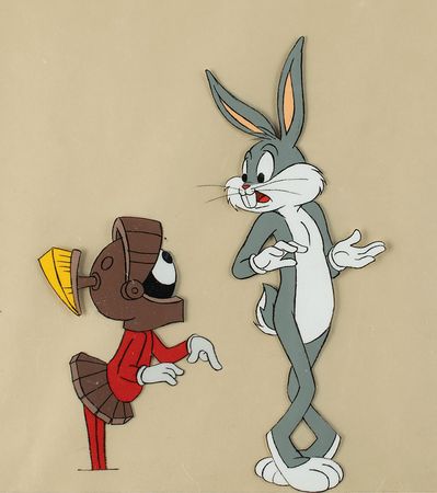 Lot #581 Bugs Bunny and Marvin the Martian production cel from Spaced Out Bunny Production Cel - Image 1
