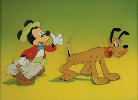 Lot #533 Mickey Mouse and Pluto production cel from Mickey and the Seal Production Cel - Image 1