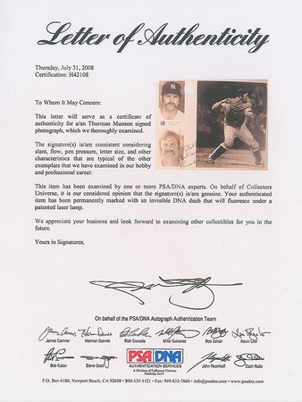 Lot #1086 Thurman Munson Signed Photograph - Image 2