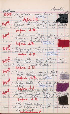 Lot #21 Jacqueline Kennedy Oleg Cassini Workroom Ledger with Fabric Samples: Cassini workroom ledger with fabric samples used for First Lady Jacqueline Kennedy's designs - Image 3