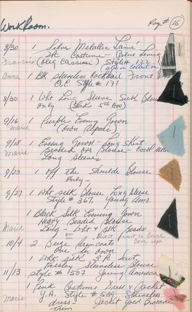 Lot #21 Jacqueline Kennedy Oleg Cassini Workroom Ledger with Fabric Samples: Cassini workroom ledger with fabric samples used for First Lady Jacqueline Kennedy's designs - Image 5