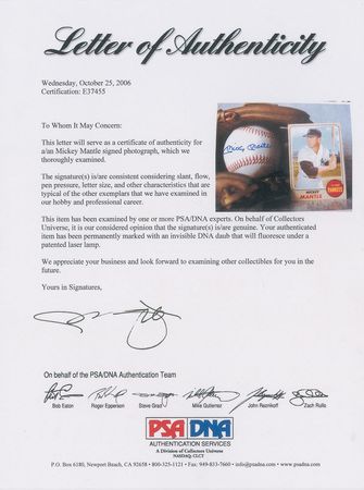 Lot #1100 Mickey Mantle Signed Photograph - Image 2