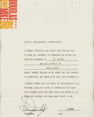 Lot #989 Sammy Davis, Jr Signed Document - Image 2