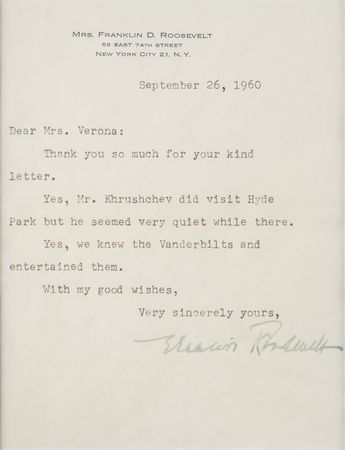 Lot #157 Eleanor Roosevelt: 