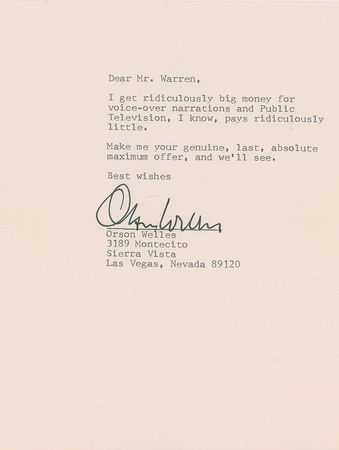 Lot #1072 Orson Welles: 