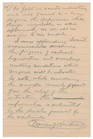 Lot #10 Warren G. Harding: ?Everything hinges on transportation??President Harding?s plea to Congress for a railroad bailout - Image 11