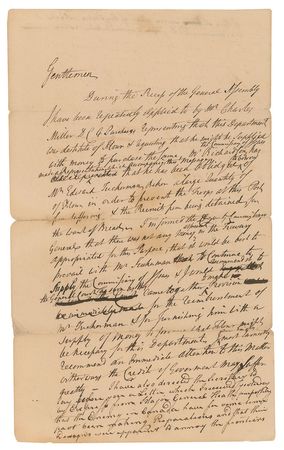 Lot #175 John Hancock: Message draft for the General Assembly, penned by both Hancock and Avery - Image 1