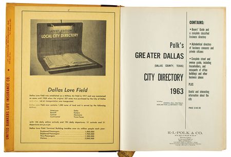 Lot #264 Kennedy Assassination: 1963 Dallas City Directory Book - Image 2