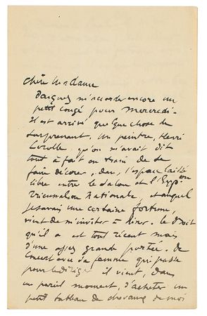 Lot #430 Edgar Degas: Degas plans to visit his patron, who has just purchased 