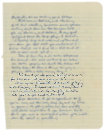 Lot #5001 Bob Dylan January 1962 Autograph Letter Signed - Image 2