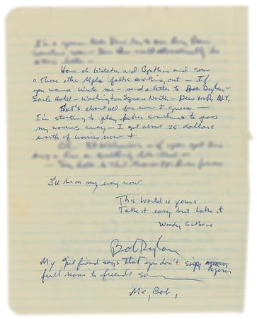 Lot #5001 Bob Dylan January 1962 Autograph Letter Signed - Image 4