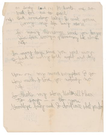 Lot #5003 Bob Dylan 1962 Handwritten Lyrics and Notes - Image 3