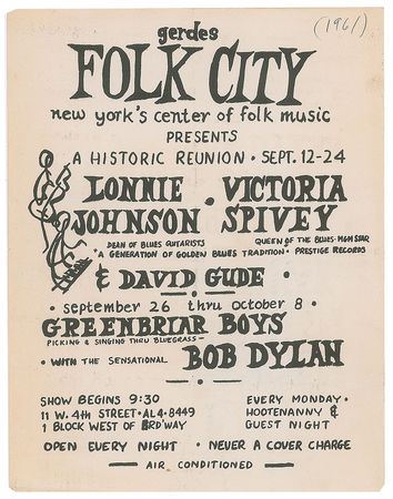 Lot #5006 Bob Dylan 1961 Gerde's Folk City