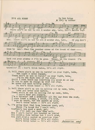 Lot #5014 Bob Dylan: Broadside 1963 Sheet Music Booklet - Image 3