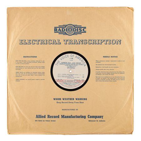 Lot #5396 Charlie Parker Voice of America Transcription Record - Image 3
