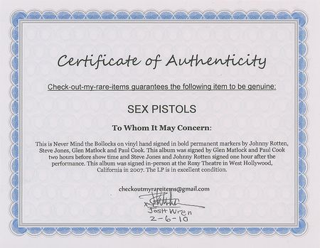 Lot #5491  Sex Pistols Signed Album - Image 3