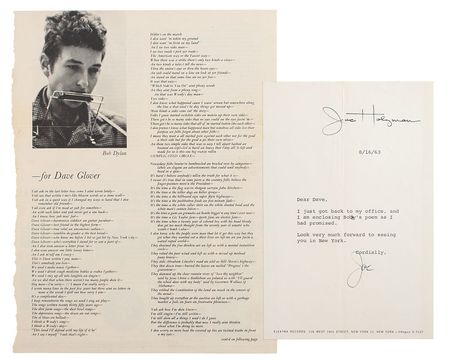 Lot #5016 Bob Dylan Newport Folk Festival 'For
